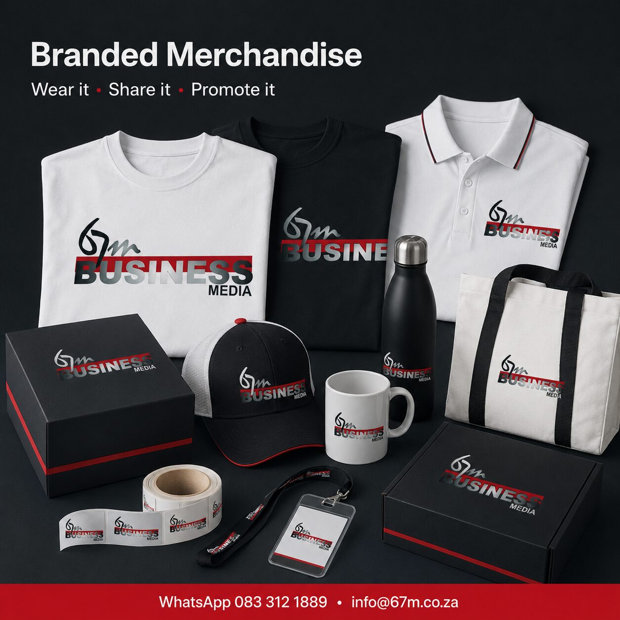 67M Business Media Branded merchandise product mockup