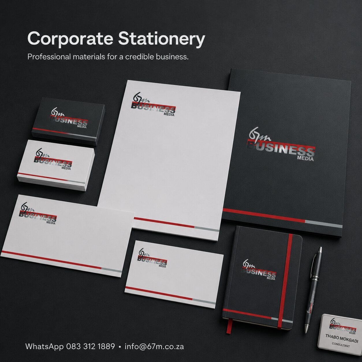 67M Business Media Corporate stationery product mockup